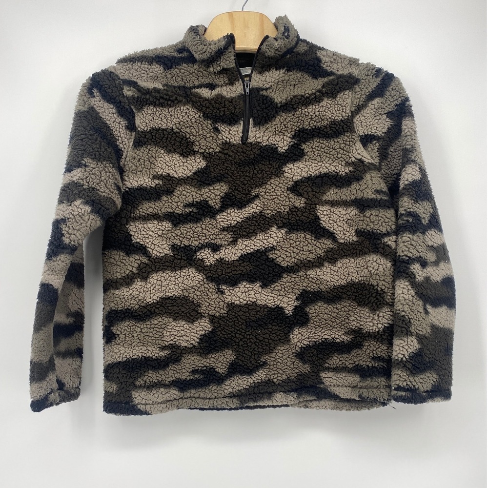Highland Outfitters Pullover Large Camo Faux Fur Sherpa Quarter Zip Good